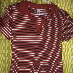 Collared stripped tee shirt